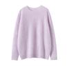 Tricô Pesado Escovado 100% Caxemira Pura Tricô Feminino Gola Redonda Outono e Inverno Novo Solto Manga Longa Camada Base Quente Tricô