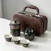 Conjunto de Chá Portátil para Viagem Cerâmica Kung Fu ao Ar Livre Copo Kuaike Um Bule Três Copos Lembrança de Evento de Negócios