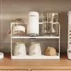 Portavasos de Drenaje de Doble Capa Boca Abajo de Alta Gama para Escritorio Mesa Lateral de Aspecto Elegante Almacenamiento Colgante de Cocina Pequeño Estante Estantería de Almacenamiento