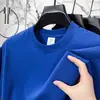 Camiseta de algodón puro de manga corta para verano para hombre, transpirable y de corte holgado, camiseta de cuello redondo para jóvenes y adultos de mediana edad, top versátil y moderno de color liso