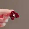 Grampo de Cabelo Red Velvet Ano Novo Chegada Outono e Inverno Agarrador Versátil Quadrado Diamante Pequeno Clipe Agarrador Fashion Laço Grampo para Franja Acessórios de Cabelo
