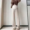 Pantalones de maternidad para primavera y otoño, pantalones finos tipo toalla de cachemira sintética, pierna ancha, hasta el suelo, corte recto, talla grande