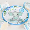 Nuevo Tema de Elefante Azul Set de Vajilla Azul para Fiesta Bebé Decoración de Bebé Plato de Papel Desechable Vaso de Papel Papel