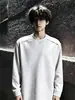 Camiseta básica negra de cuello medio para hombre, otoño e invierno, juvenil, estilo americano, sudadera con forro polar interior, camiseta de manga larga, moderna