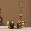 Talla de madera de sándalo verde, doce zodiacos, conjunto completo de rata, buey, tigre, conejo, dragón, serpiente, caballo, oveja, mono, pollo, perro, cerdo, colgante para teléfono móvil, bolso colgante