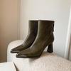 Botas de Moda Elegantes de Tacón Alto de Nicho de 8 cm Nuevo Estilo Otoño e Invierno Punta Fina Tacón Grueso Cremallera Trasera Botas Ajustadas para Mujer