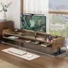 Estante de escritorio para libros, elevador de monitor de computadora, estante extendido de doble capa para debajo de la pantalla del escritorio