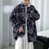 Camisa de Manga Larga de Alta Gama con Caída para Primavera y Otoño para Hombre, Estilo Coreano Ins Trendy Cool Nicho Influencer Estilo Hong Kong Holgada Camisa Floral