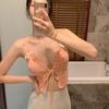 Biquíni Pequeno de Xadrez Doce e Fofo para Meninas, Biquíni com Borda Volante, Estilo Pura Luxúria, Maiô Dividido, Roupa de Banho Feminina