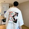 Camiseta gruesa de manga corta para hombre, marca de moda, con estampado de varias combinaciones, ropa de media manga, camiseta vintage de verano de moda nacional.