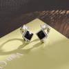 Pendientes con forma de estrella de cinco puntas y circonita negra, con diseño geométrico cuadrado de diamante y marea fresca, pequeños pendientes con forma de corazón de amor para mujer.