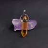 Los más vendidos de Amazon 8*32 Columna Hexagonal de Doble Punta Bala Piedra Natural Accesorios DIY Colgante de Cristal Ágata Jade