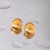 Aretes Ovalados de Acero Inoxidable Chapado en Oro de 18K Europeo y Americano con Acabado Esmerilado Dibujado con Alambre Aretes Ins Populares en Internet Aretes Simples de Alta Gama