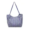 Bolso de hombro a rayas de bloques de color para mujer, gran capacidad, bolso tote 2026, diseño simple y fresco, bolso de mano elegante