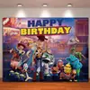 Telón de fondo de Toy Story de Dibujos Animados Suministros de Decoración para Fiesta de Cumpleaños Infantil Montaje de Escena Pancarta de Cumpleaños