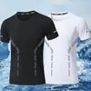 [Destacado] Camiseta de Manga Corta de Malla de Seda Helada para Hombre de Verano, Cuello Redondo, Delgada, Corte Holgado, Transpirable, Talla Grande