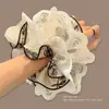 Elástico de Cabelo Oversized Estilo Coreano Intestino de Porco, Corda de Cabelo Versátil com Renda de Bolinhas, Elástico para Rabo de Cavalo Alto, Elástico de Borracha, Acessório de Cabelo de Alta Qualidade