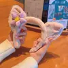 Faixa de cabelo Lingna Beier desenho animado fofo coração de menina rosa pelúcia faixa de cabelo versátil acessórios de grampo de cabelo tiara de raposa infantil