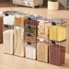 Frasco sellado para uso doméstico, caja de almacenamiento de cocina para granos y cereales, recipiente de plástico de grado alimenticio para bocadillos, nueces y té
