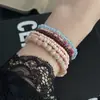 Pulseira Empilhável Colorida Vintage com Contas Camadas Doces Cool Estilo Design de Nicho Personalidade Versátil Temperamento Pulseira Decoração de Pulso