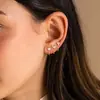 Set de aretes de circonita simples populares cruzados para mujer chapado en oro de 18 quilates sin cierre de presión arete de medio aro arete para el lóbulo de la oreja moderno