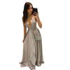 Europeu e americano comércio exterior Amazon AliExpress wish Novo temperamento simples elegante longo brilhante vestido de noite