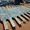 Maçanetas de Porta Grandes Personalizadas para Hotéis, Maçanetas de Porta Dupla para Salão de Banquetes, Maçanetas de Porta de Formato Irregular com Pedra Embutida, Maçanetas de Porta de Cobre Antigo para Quartos Privados