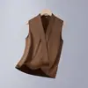 Elegante Camiseta Interior Estilo Blazer Profesional, Nueva Camiseta sin Mangas con Cuello en V para Mujer, Ropa de Abrigo Ajustada sin Mangas