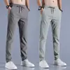 Calças Masculinas Verão Finas Seda de Gelo Secagem Rápida Calças Esportivas Estilo Hong Kong Versátil Fashionáveis Bonitas Calças Casuais