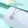 Pingente de Pedra Zircônia Diamante Prata de Lei 925 Colar Quadrado Design de Nicho Feminino Corrente Clavícula Redonda Prata Luxo Leve