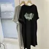 Verão Feminino Garota Cheinha Plus Size Casual Roupa Externa Fina Manga Curta Estampada Vestido Preguiçoso Comprimento Médio Solto Emagrecimento Tendência Quadril