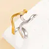 Anillo de Acero Inoxidable con Abertura de Línea Irregular de Viento Frío Transfronterizo Europeo y Americano para Mujer, Anillo Distintivo para el Dedo Índice, Joyería de Presión de Aceite