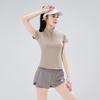 Tops Esportivos ao Ar Livre com Puxar para Mulheres, Roupas de Yoga Finas e Respiráveis, Tops Fitness de Manga Curta Soltos Emagrecedores para Mulheres Atacado