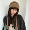 Chapéu Tricotado Retro Coreano com Proteção para Orelhas para Mulheres no Outono e Inverno Aconchegante e Quente Versátil Chapéu Baotou para Ciclismo Resistente ao Frio Chapéu Lei Feng