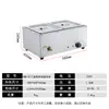 Aquecedor de Sopa Elétrico Comercial com Quatro Compartimentos, Aquecedor de Mesa para Buffet em Aço Inoxidável, Aquecedor para Fast Food com Válvula de Drenagem