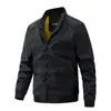 Chaqueta de Negocios para Hombre con Cuello Alto Transfronteriza Chaqueta de Béisbol Delgada Casual Abrigo Trendy para Hombre de Manga Larga de Longitud Media