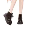Botas Martin de Aumento de Altura Emagrecedoras Mais Vendidas Femininas 2026 Novo Outono Inverno Bico Redondo Faz os Pés Parecerem Menores Estilo Britânico Botas de Cano Curto com Solado Grosso Femininas