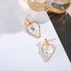 Pendientes Europeos y Americanos de Nuevo Estilo con Bordes Retorcidos de Vidrio en Forma de Corazón de Melocotón Pendientes con Forma de Corazón Pendientes de Lujo Accesible Exquisitos de Gama Alta