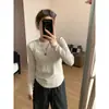 Camiseta de manga larga adelgazante de otoño con diseño de costuras visibles, top versátil adelgazante para mujer de primavera y otoño con hombros normales y alta elasticidad
