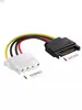 Fonte de Alimentação de Computador 4 pinos IDE Grande 4 pinos Fêmea para SATA Macho Adaptador de Pino 4P para 15P para Alimentação de Drive Óptico Fio de Cobre