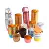 50 Capacillos de Pastel Coloridos con Borde Enrollado, Capacillos de Aluminio Recubierto Doble Cara Dorados Resistentes al Horno, Capacillos para Muffins Plateados con Borde Enrollado Resistentes a Altas Temperaturas
