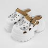 Novas Correntes Prateadas Urso Violento Aumento de Altura 10cm Moda Versátil Tamancos para Mulheres Sandálias Outdoor de Sola Grossa Antiderrapante