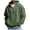 Moda Europea Transfronteriza Estilo Nuevo para Hombre Sudadera con Capucha de Manga Larga tipo Waffle Color Sólido Holgada Deportiva Casual para Hombre
