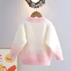 Suéter para Niñas Terciopelo de Visón Otoño e Invierno Forrado de Felpa Engrosado Estilo Occidental Degradado Estrella de Cinco Puntas Suéter Grande para Niños Cuello Redondo