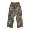 Calça Cargo Camuflada Reta Rasgada com Patches Estilo Americano Jiamu 2026 Verão Unissex Solta Versátil Casual