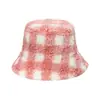 Chapéu de Bacia Retrô Clássico Xadrez Novo Outono Inverno Amazon Transfronteiriço Chapéu de Pescador Versátil Casual para Exterior de Lã de Cordeiro para Mulheres