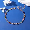 Colar Europeu e Americano Transfronteiriço com Pedras Coloridas Corrente da Clavícula Pulseira Simples de Diamante Dupla Face Cristal Arco-Íris Joias de Alta Qualidade Femininas