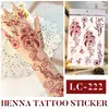 Nuevas Pegatinas de Tatuaje de Encaje de Henna Roja Transfronterizas con un Toque de Lujo, Pegatinas de Tatuaje Temporales Realistas para el Dorso de la Mano, Estilo Indio, En Stock