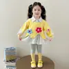 Conjunto de Roupa Infantil Outono 2026 Moda Primavera-Outono Estilo Coreano Casual Conjunto de Duas Peças para Meninas: Moletom e Leggings
