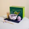 Traje Matcha Estilo Japonés Estilo Ins Cuadros Tazón de Matcha Caja de Regalo Cerámica Transfronterizo Juego de Té para Té Japonés